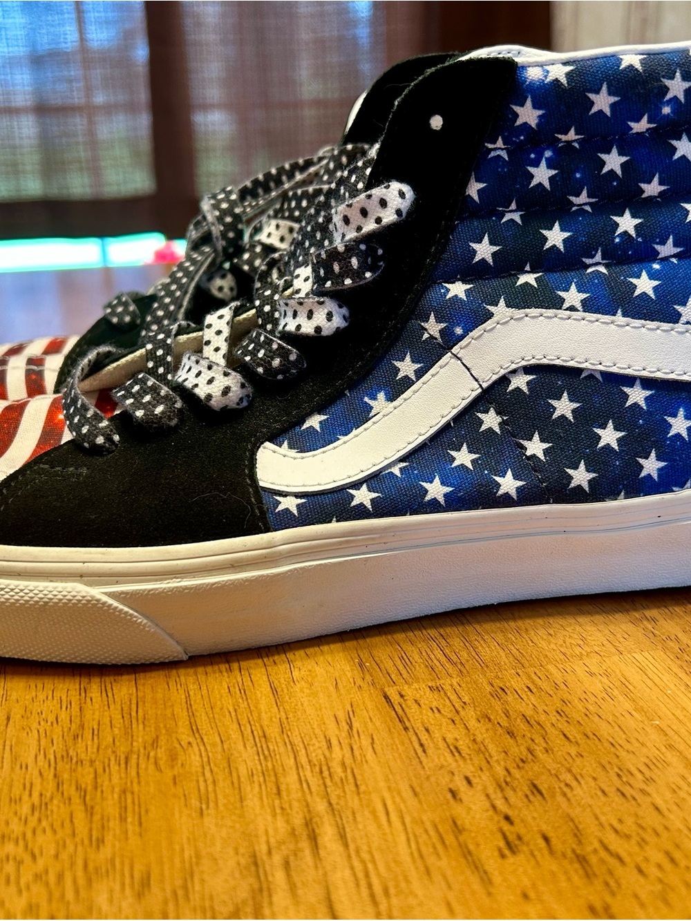 Vans Mens High-Top Sneakers in Blue, Red, White Star & Stripe